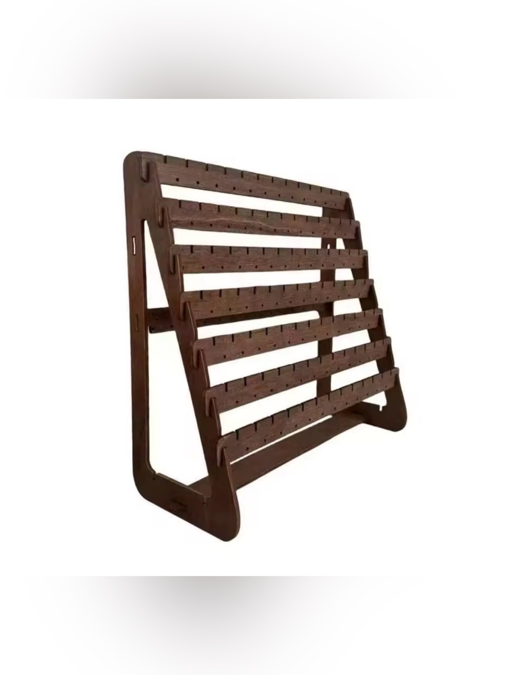 Wooden A‑Frame Earring Organizer Stand - Brown